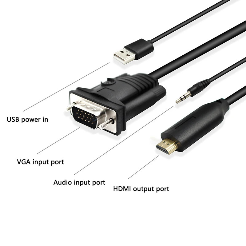 VGA HDMI 15 мужской 15Pin к Кабель адаптер кабель конвертер 5FT 1 8 M HD переключатель