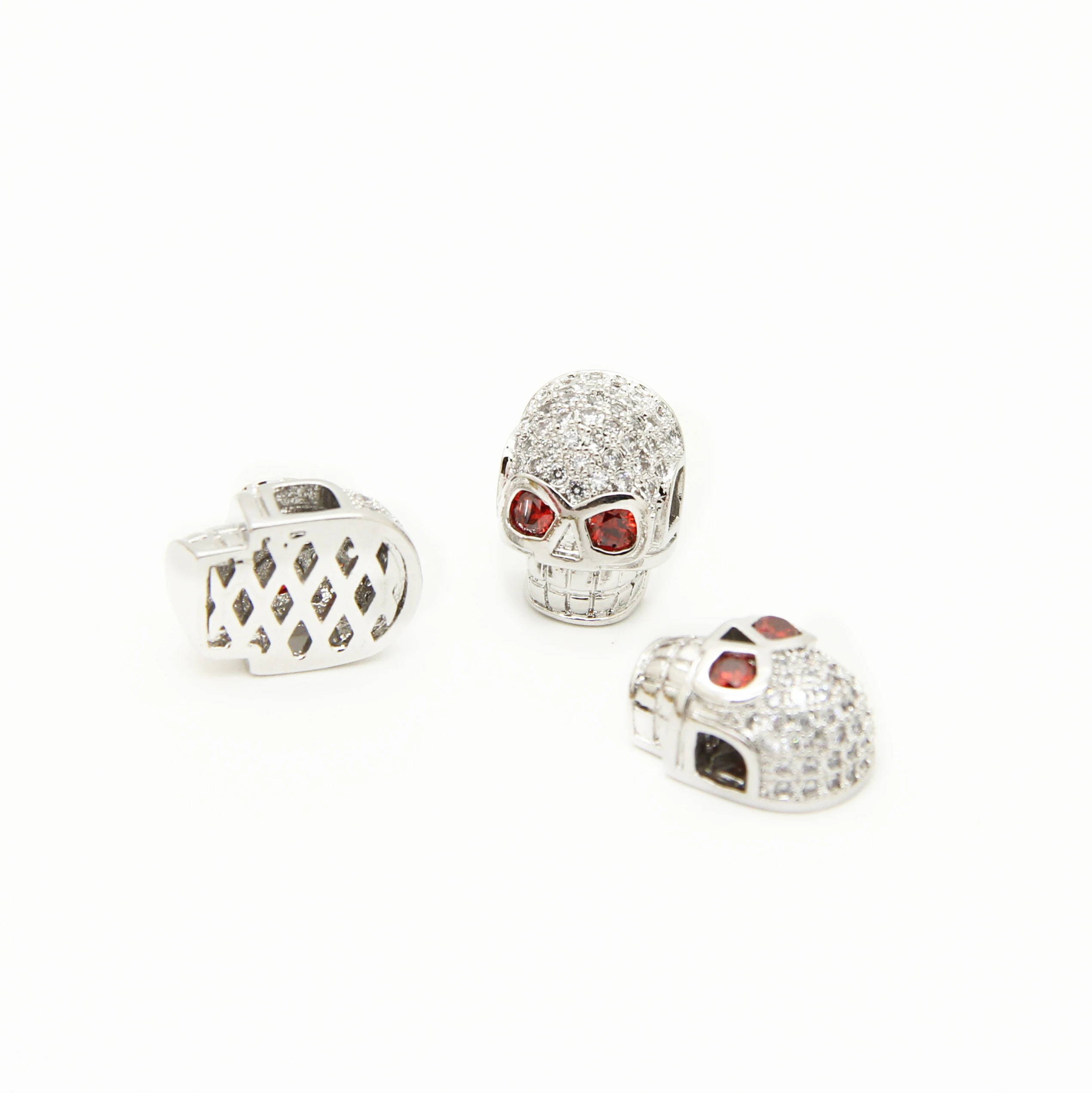 

Ailatu 10 Pcs/lot Plated Micro Pave Cubic Zirconia Terror Skull Charm Beads DIY Bracelet or Necklace Jewelry