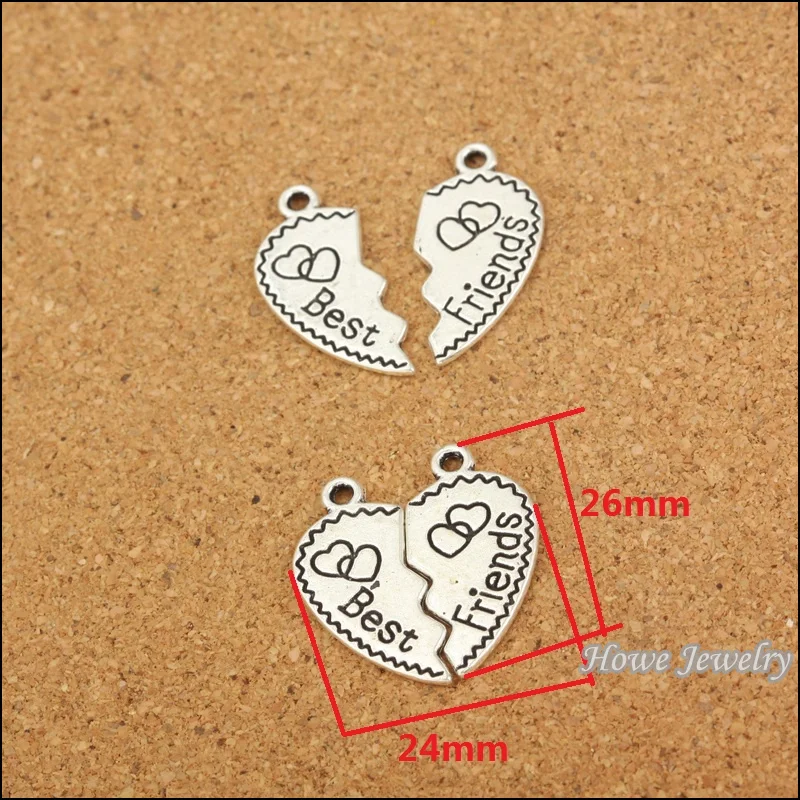 45 пар Новый стиль Модные части разбитого сердца 2 лучший друг кулон тибетское