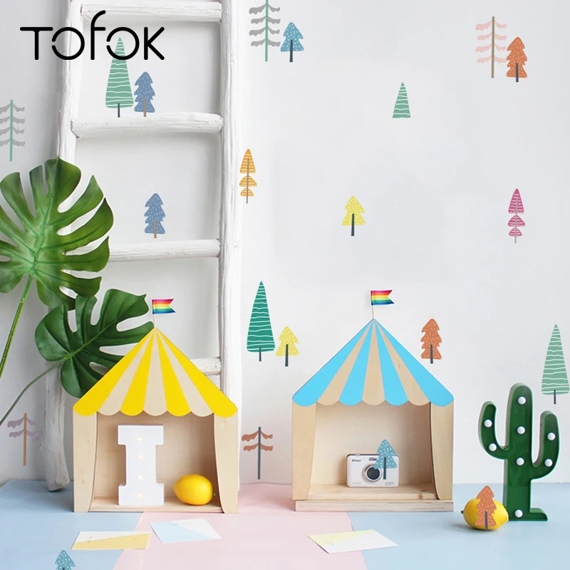 Tofok 18 шт./компл. Мультяшные саженцы милые настенные наклейки для детской комнаты