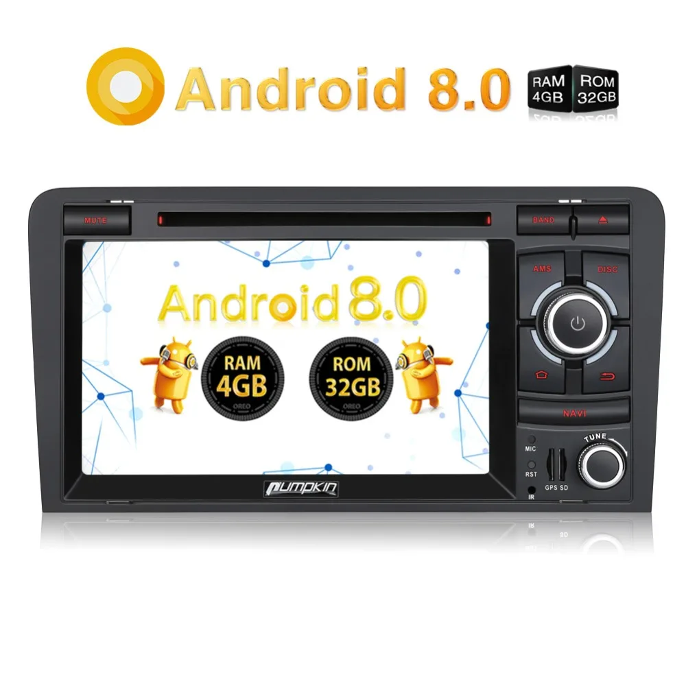 Pumpkin 2 Din7 &quotAndroid 8 0 автомобильный стерео для Audi A3 2003 2011 GPS навигация мультимедийный