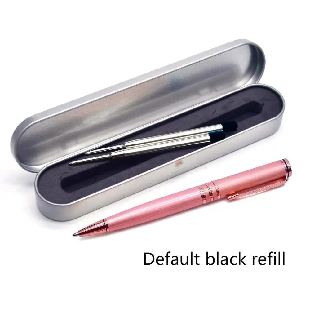 Pen box-Black ink Guoyi QA8 медная розовая золотая металлическая шариковая ручка. Обучающие канцелярские принадлежности для офиса и школы, Подарочная роскошная ручка и бизнес-ручка для отелей - Цвет: Pen box-Black ink