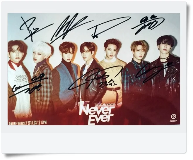 GOT7 GOT 7 autographed signed group photo FLIGHT LOG: прибытие 6 дюймов новый корейский Бесплатная