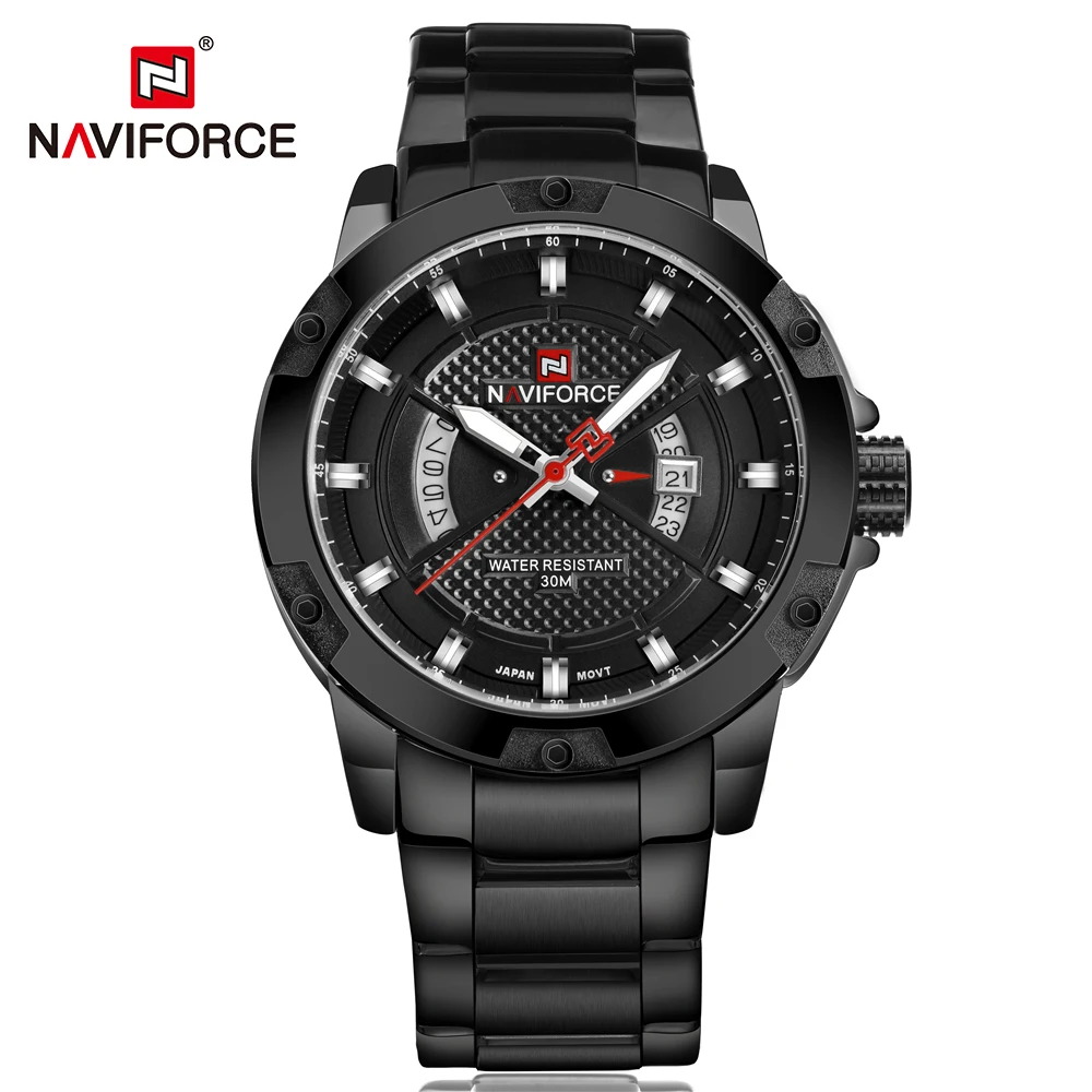 NAVIFORCE мужские часы Топ люксовый бренд полностью стальные кварцевые Аналоговые