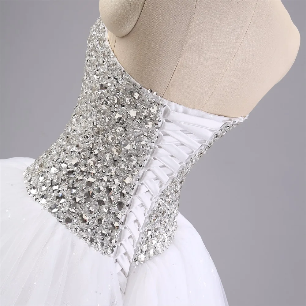 BRLMALL Sparkly Милая Спинки Свадебное Платье Из Бисера Кристалл Свадебные Платья