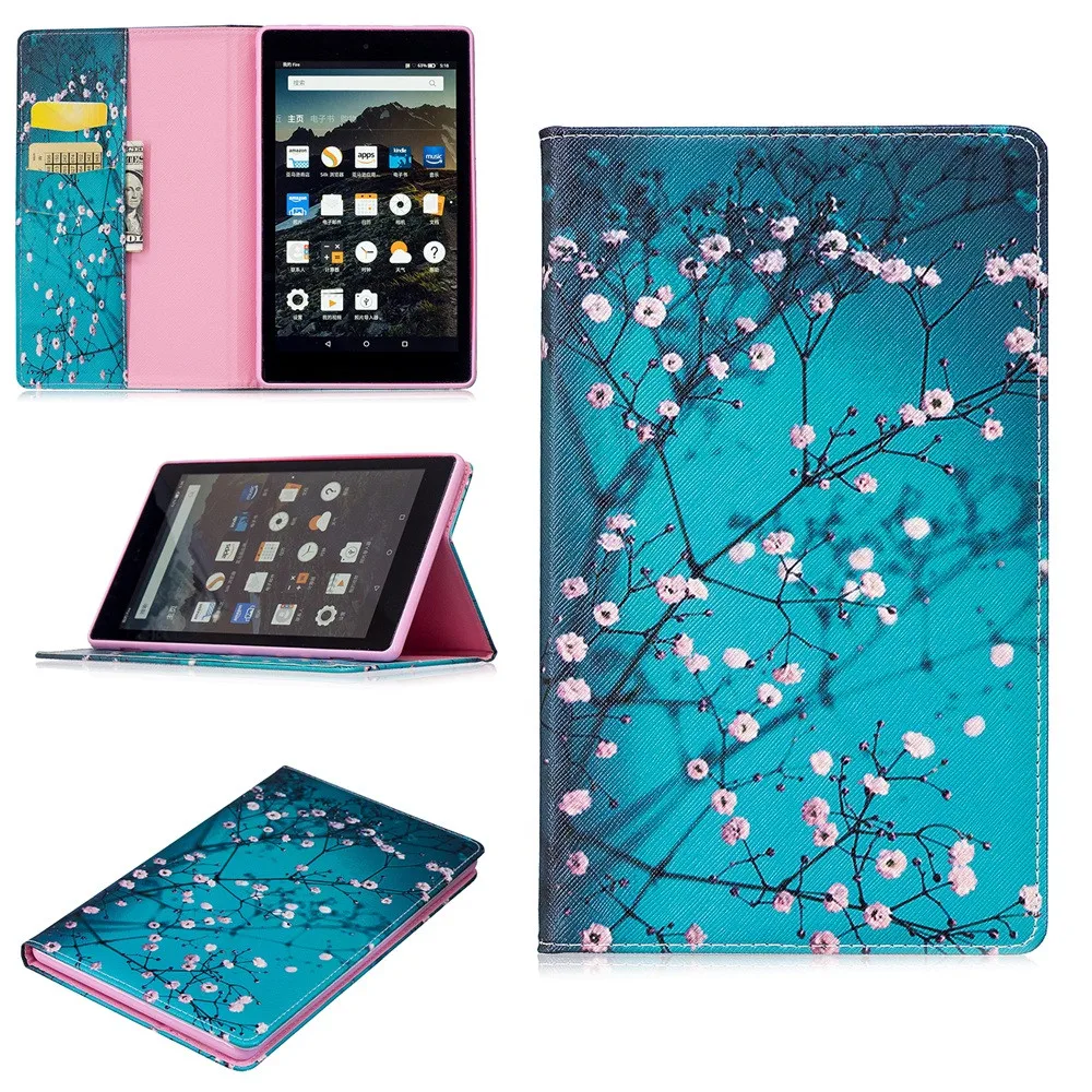 Модный защитный чехол с принтом для Amazon Kindle Fire HD 8 Смарт Флип складной кожаный чехол для планшета# ZS