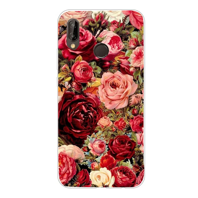 For Huawei Honor 9 P8 P9 P10 P20 Lite 2017 Cover Transparent Case Rose Flower Cases Coque Etui |