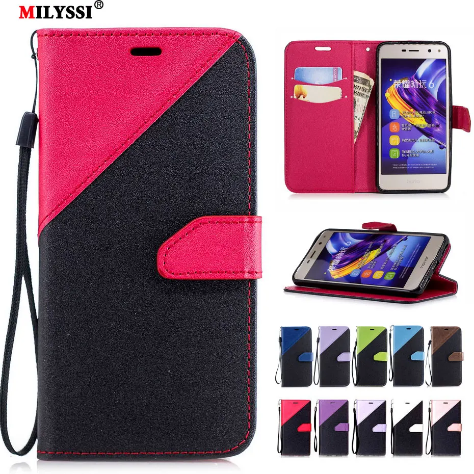 Чехол MILYSSI для Huawei Y5 2017 смешанные цвета кожаный флип кошелек чехол Y6 чехлы