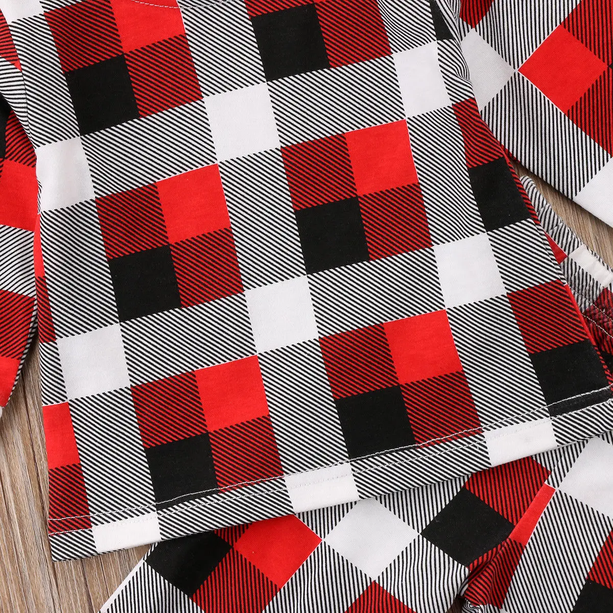Baby Boys Girls Unisex T-shirt Pant Set Newborn Infant Plaid Long Sleeve Red Lattice Cotton Pants Outfits HOT | Детская одежда и