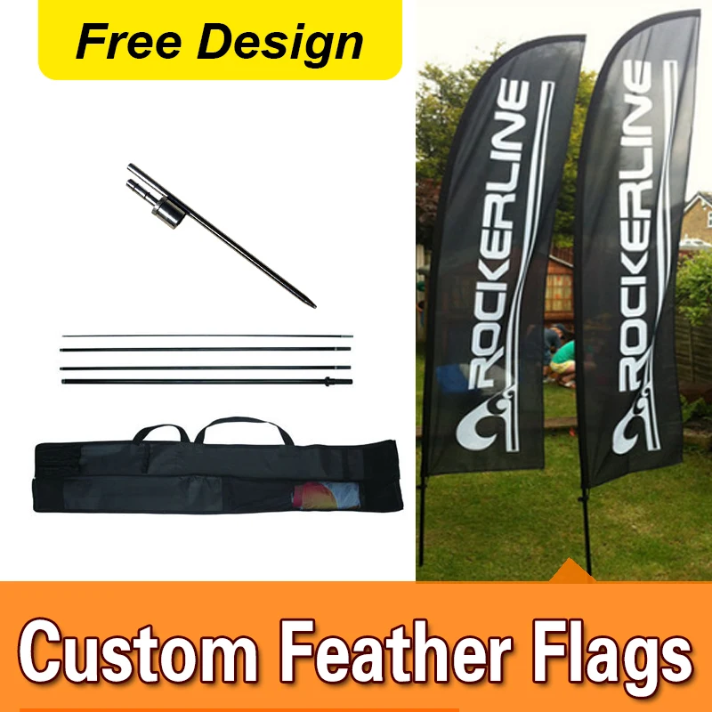 

Free Design Free Shipping Single Sided In-ground Spike Banner Flag Signs Advertising Promotional Sail Flags Feather Advertising