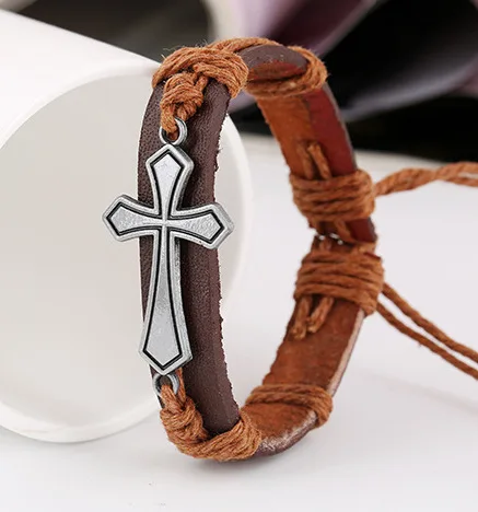 Cross Casual Vintage Punk Handnade Multicolor Rope Woven Wrap Charm Weave Leather Women Men Bracelets Female Male Gift Jewelry | Украшения