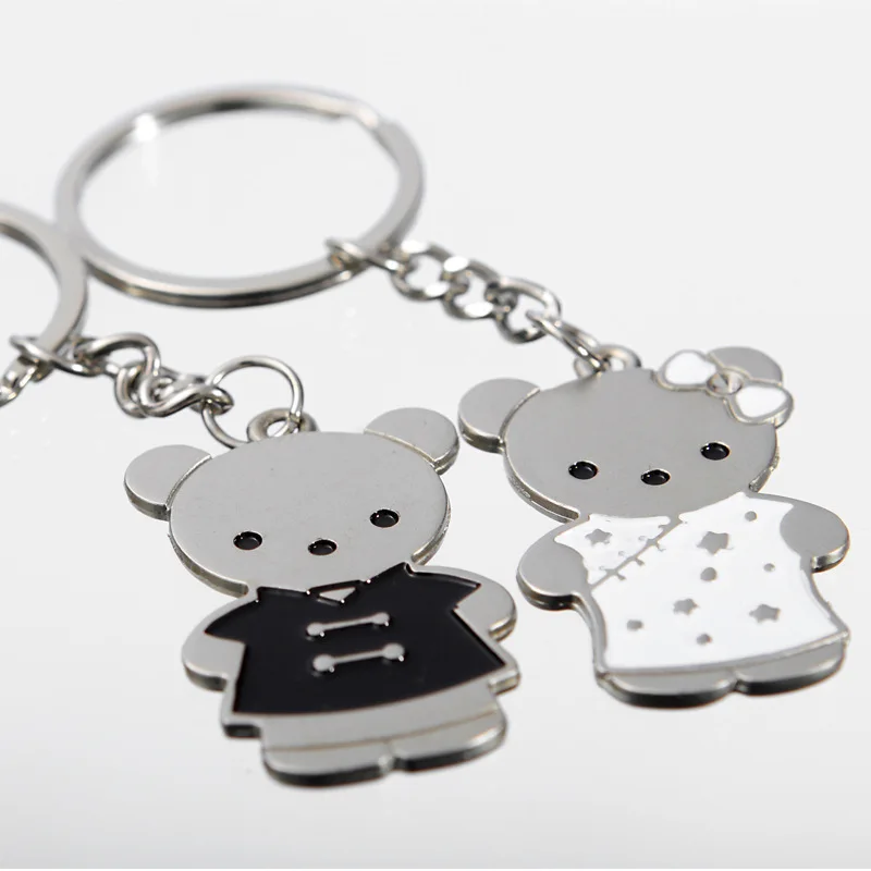 Новинка брелок для ключей Медведь Пара мужчин и женщин подарок влюбленных Кольцо