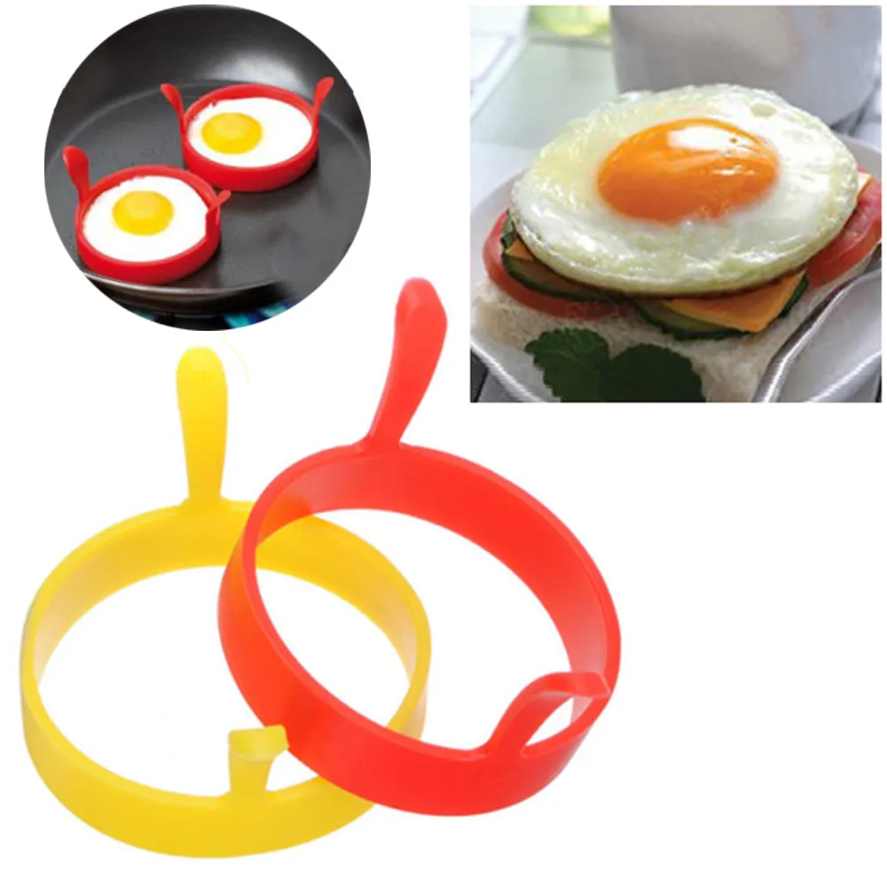 

Silicone Round Egg Rings Mould Binaural Pancake Omelette Mold Ring Handles Nonstick Fried Frying Tool Kitchen Gadget New #763