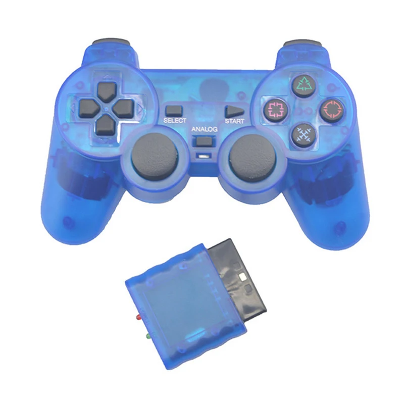 Прозрачный цветной контроллер для Sony PS2 беспроводной Bluetooth 2 4G Вибрационный