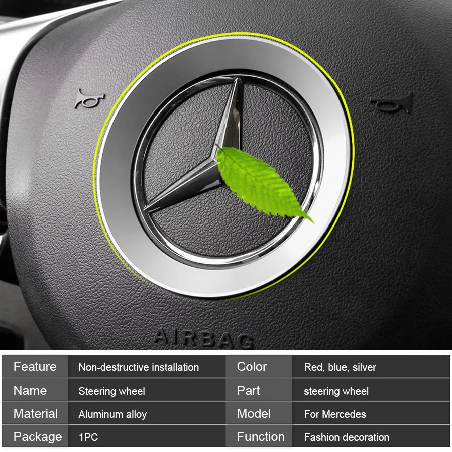 Автомобильная наклейка на руль 3D металлическая для mercedes benz amg w204 cla w203 w211 w205 w124
