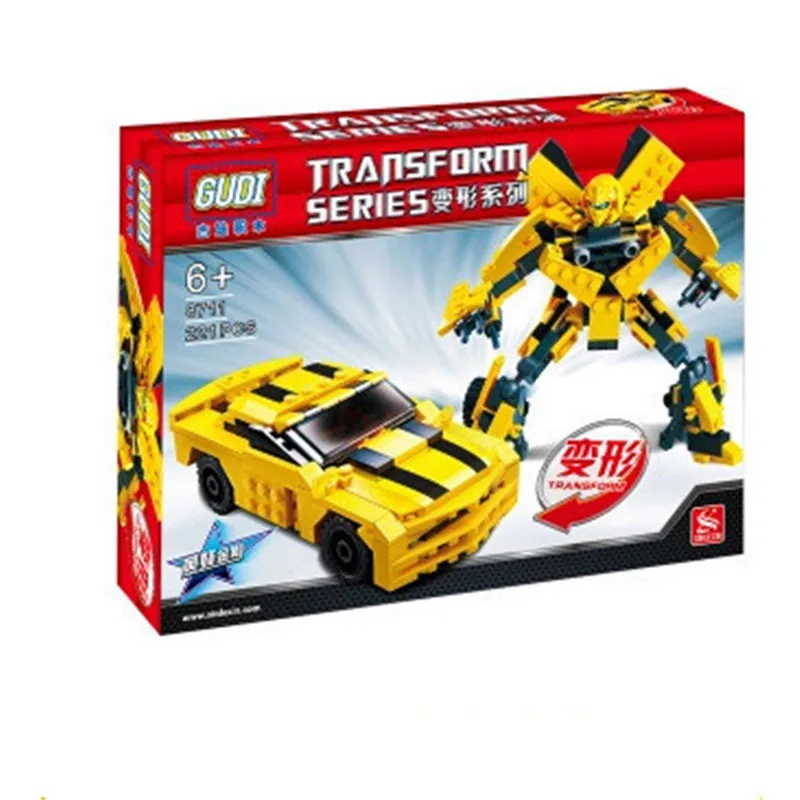 8711 Трансформация Робот желтый автомобиль кирпичи legoings Логические блоки игрушки