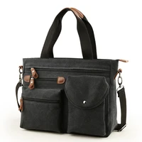 men canvas multi functional briefcase business handbag dual purpose notebook bag male hand pack bag satchel shoulder bag n0604