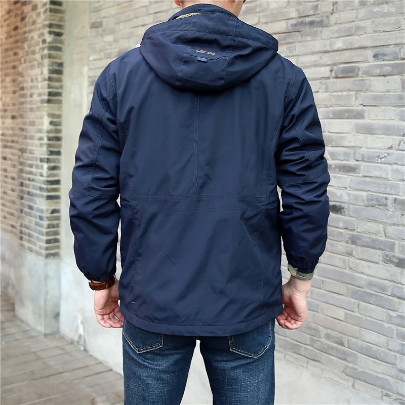 Весенняя Мужская куртка, повседневная, плюс размер, 5XL, 6XL, тонкая, с капюшоном, водонепроницаемая, военная, армейская куртка, на молнии, пальто, мульти карман, ветровка для мужчин