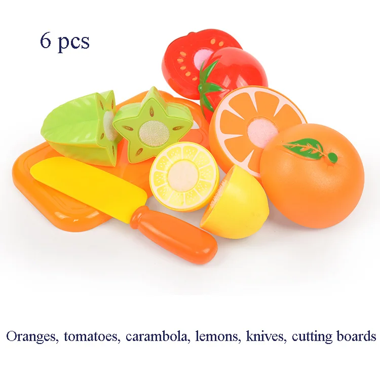 6 PCS-2 37 шт./лот, Детские ролевые игры, домашние игрушки, разделочные фрукты, пластиковые овощи, еда, кухня, классические детские развивающие игрушки - Цвет: 6 PCS-2