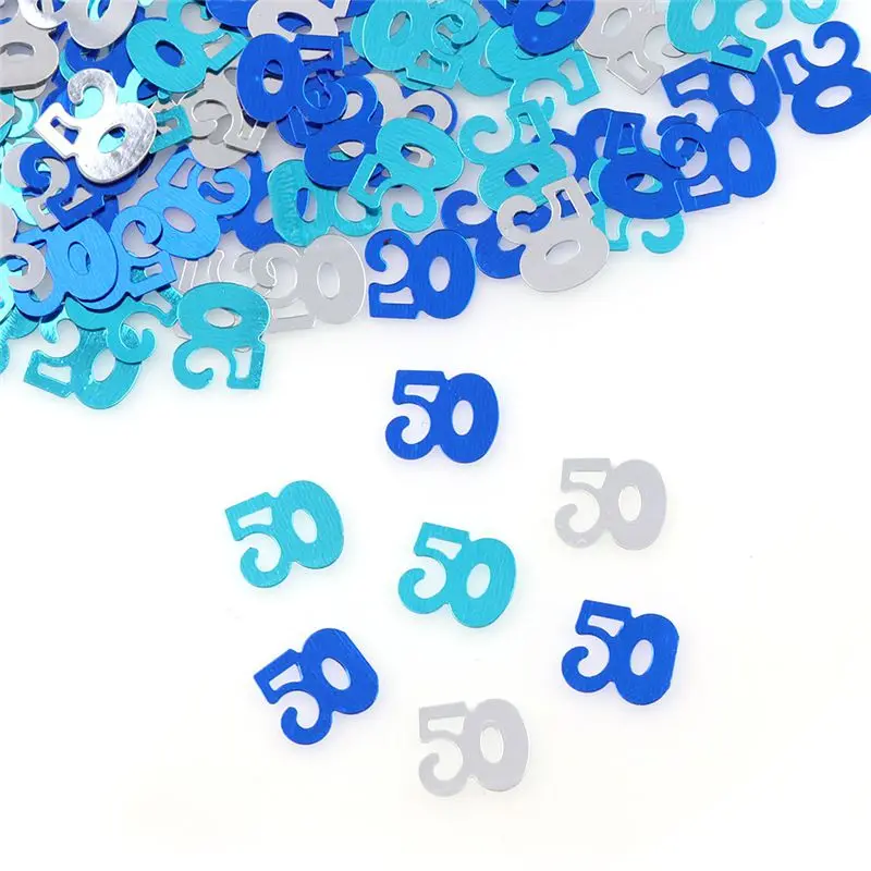 50 blue 15 г цифровые цифры 16 18 30 40 50 60 конфетти с днем рождения номерам Разбрасыватели конфетти для стола украшения посыпать металлик - Цвет: 50 blue