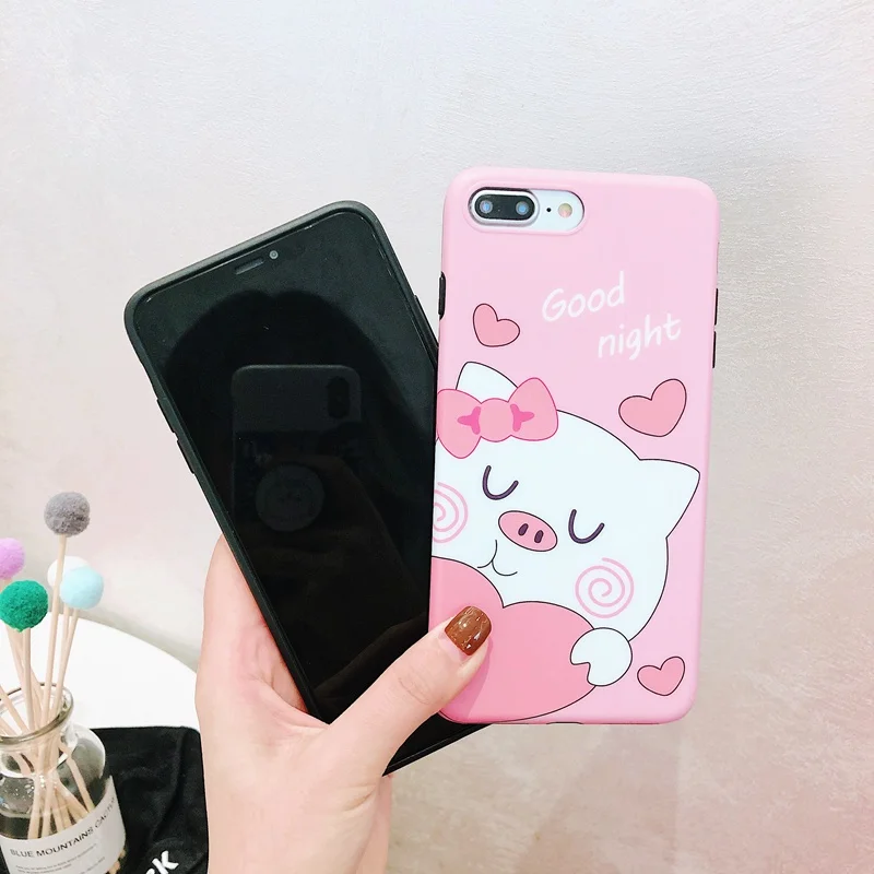 STROLLIFE Cute Couple Pig Phone Case for iPhone X XS Max XR Funny Cartoon Cover IPhone 8 6s 7Plus Soft Back Shell Good Night |