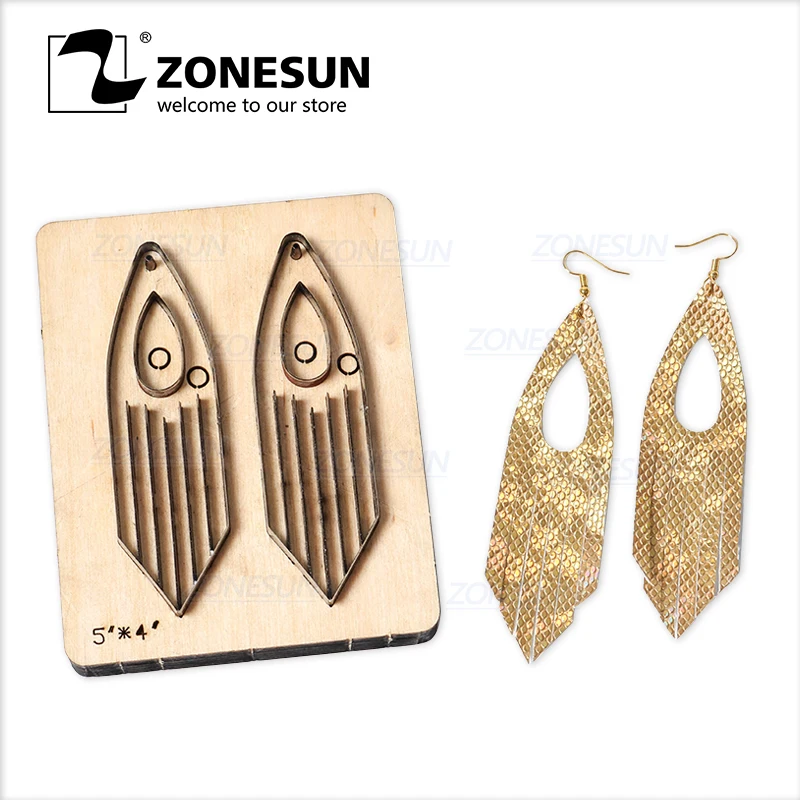 

ZONESUN H4 DIY Custom Cutter Leather Earring Cutting Die Leather Cut Out Earring For Steel Rule Die Cutting Machine Press Tools