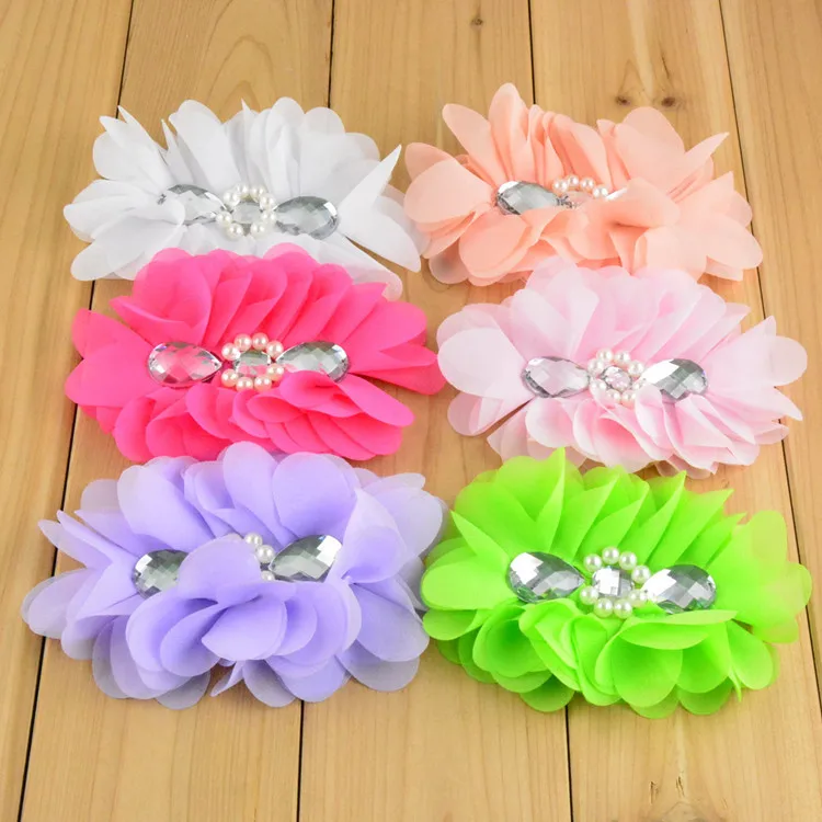 Большие шифоновые балерины 5 дюймов с жемчужинами и стразами в центре аксессуары