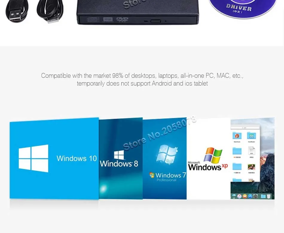 Портативный внешний тонкий USB 2,0 DVD-RW/CD-RW горелки рекордер IDE чип оптический привод CD DVD rom комбо писатель для портативных ПК