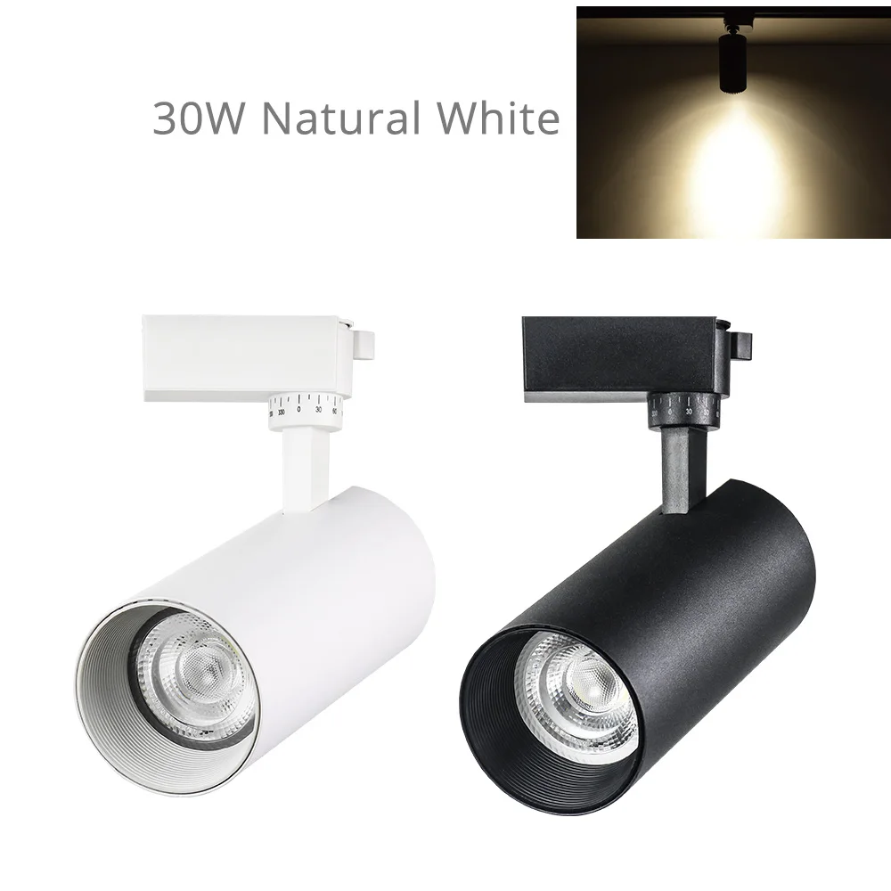 30W-Natural White Светодиодный Трековый светильник 30 Вт Трековый светильник ing для витрины магазина одежды выставочный домашний рельсовый светильник s 2 провода потолочный светильник Точечный светильник s - Испускаемый цвет: 30W-Natural White