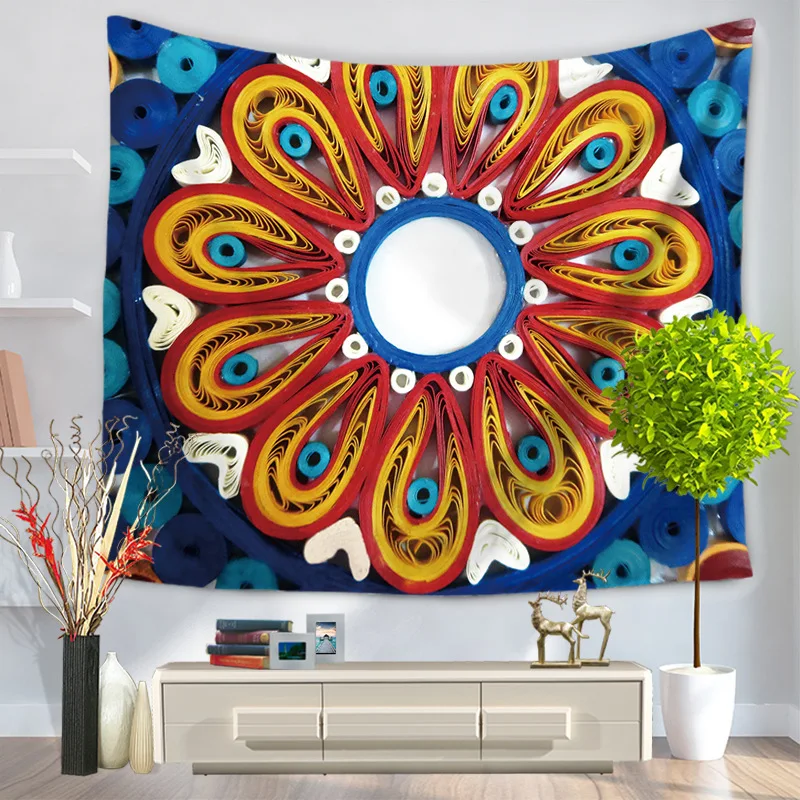 Индии МАНДАЛА ГОБЕЛЕН настенный подвесной в технике макраме гобелен из ткани