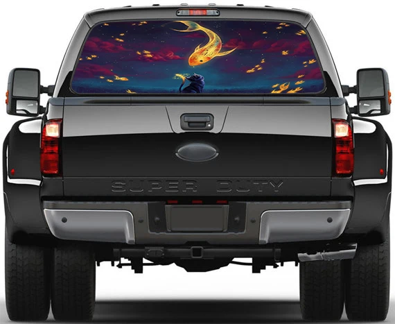 3D наклейка на заднее стекло с изображением кошки рыбой оптовая продажа