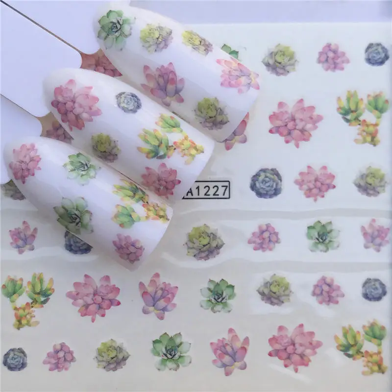 

FWC 1 Sheet Water Transfer Nail Stickers Decals Color Flower Pattern Nail Art Stickers Wraps Manicure Decoration