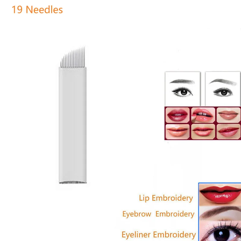 Татуажные иглы для перманентного макияжа лезвия тату 100 шт. 19Pin 3D вышивка бровей
