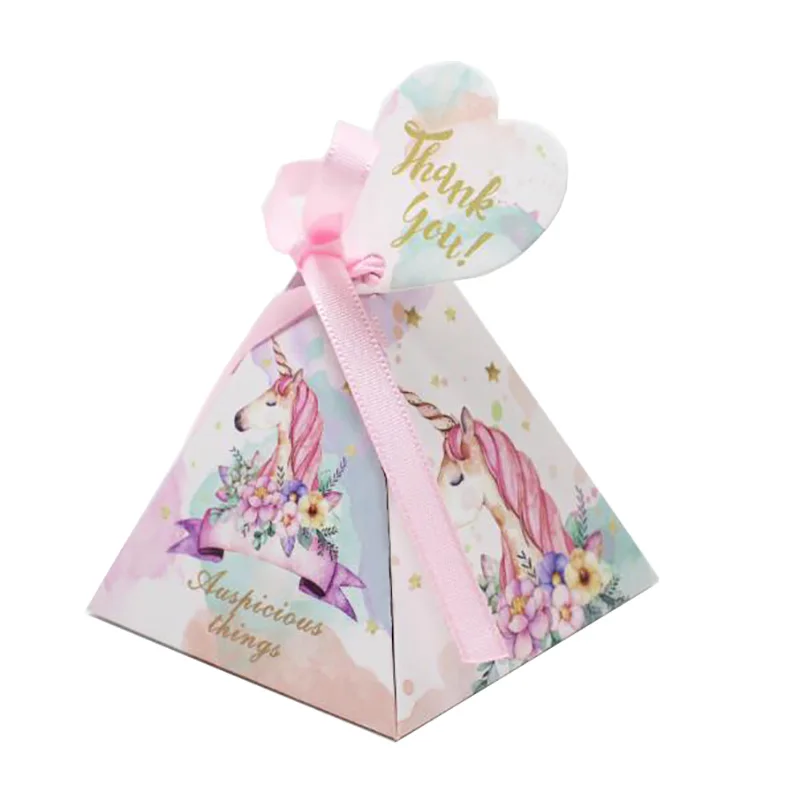 Единорог треугольная пирамида Свадебные Сувениры Конфеты Коробочки bomboniera
