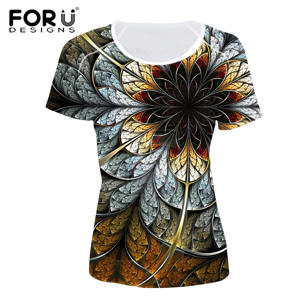 Женская футболка с 3D принтом FORUDESIGNS летняя цветочным | одежда