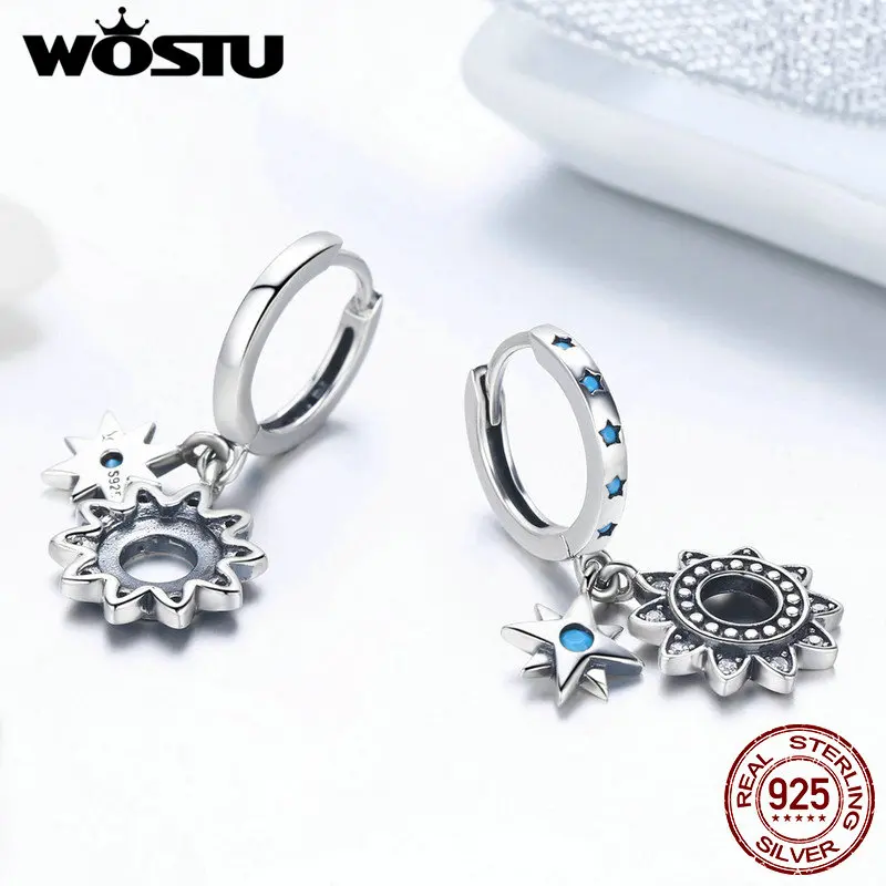 WOSTU брендовые Оригинальные 925 пробы серебряные висячие серьги с подсолнухом для женщин женские модные серьги, украшения в подарок CQE461