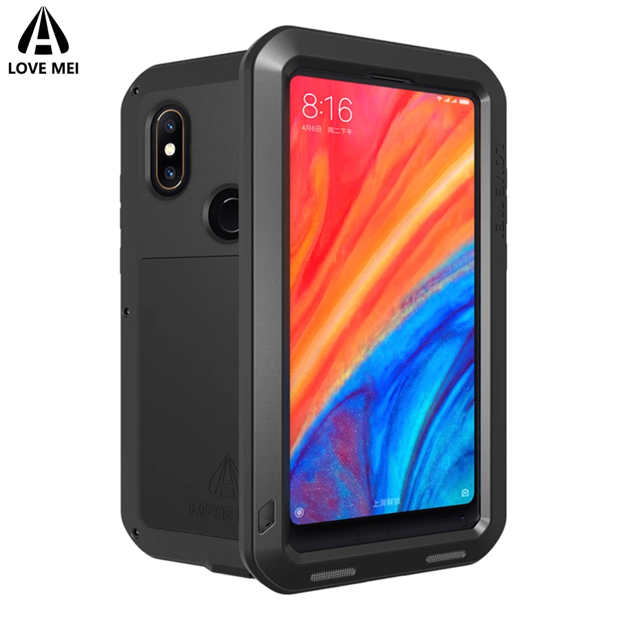 Love Mei брендовый чехол для Xiaomi Mi Mix 2S металлический противоударный телефона полный