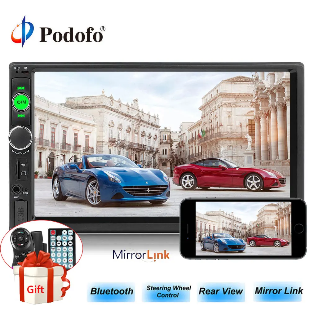 Podofo 2Din Автомобильная Радио 7 &quotBluetooth MP5 плеер в тире сенсорный экран цифровой
