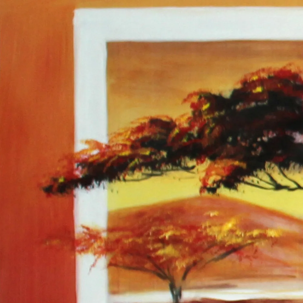 Hand Painted Modern Home Decoration Group Oil Painting African Landscape 4 Piece Canvas Wall Art Free Shipping | Дом и сад