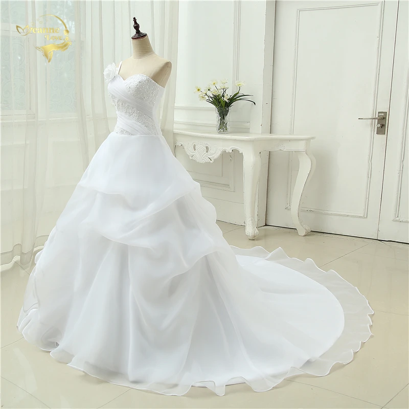 Vestido De Noiva трапециевидной формы на одно плечо Свадебные Аппликации Кружева халат