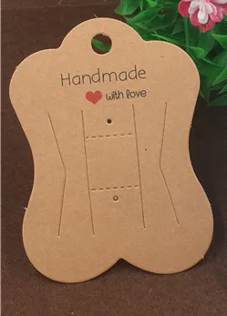 brown handmade 50 шт белый/крафт ручной работы Любовь заколка для волос дисплей карты женская заколка продукты посылка карта индивидуальный логотип доступны - Цвет: brown handmade