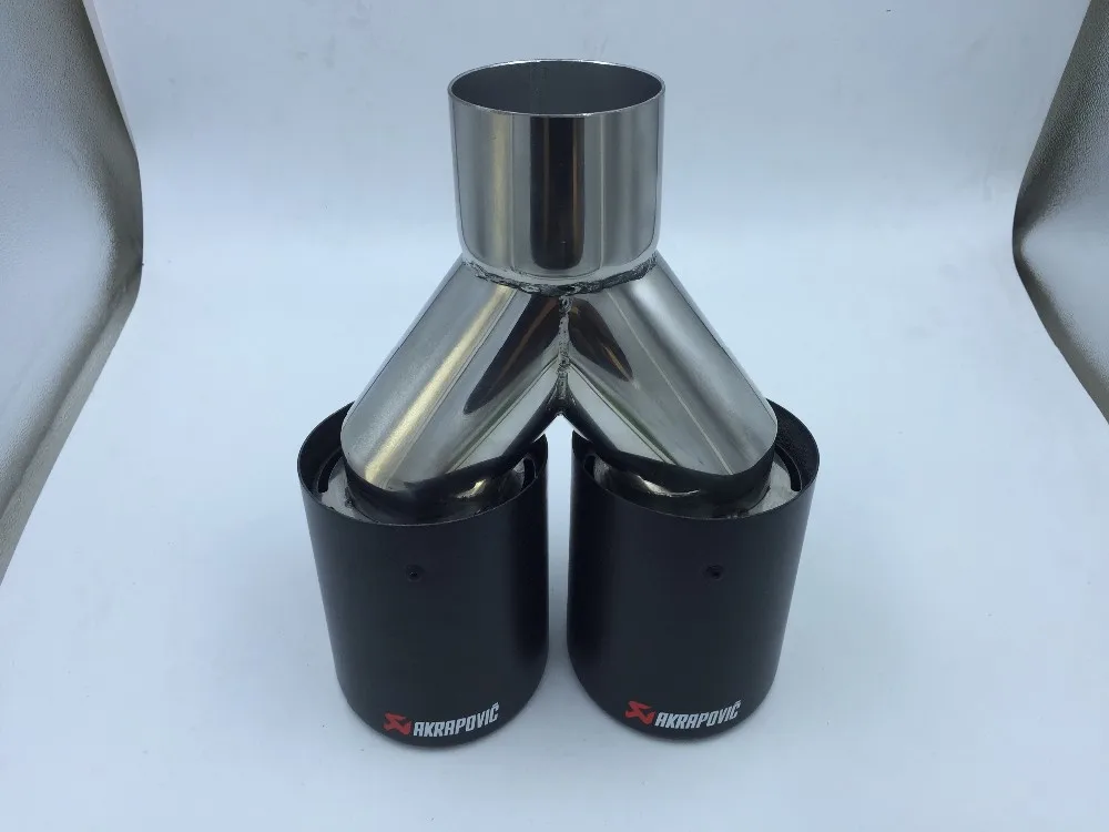 Inlet51/54/57/60/63mm outlet76/89/101mm carbon fiber 304 Stainless Steel exhaust tip pipe muffler for universal brands |