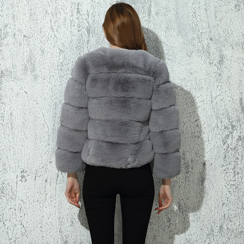 CP искусственный мех завод Мягкий Кролик пальто женские зимние теплые