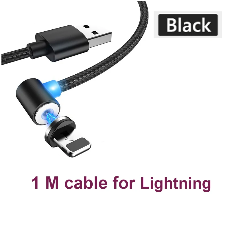 1M Black for iPhone Быстрый Магнитный кабель Micro светодиодный usb type C зарядное устройство для iPhone XS X XR 8 7 samsung S8 магнит Android телефонный кабель Шнур - Цвет: 1M Black for iPhone