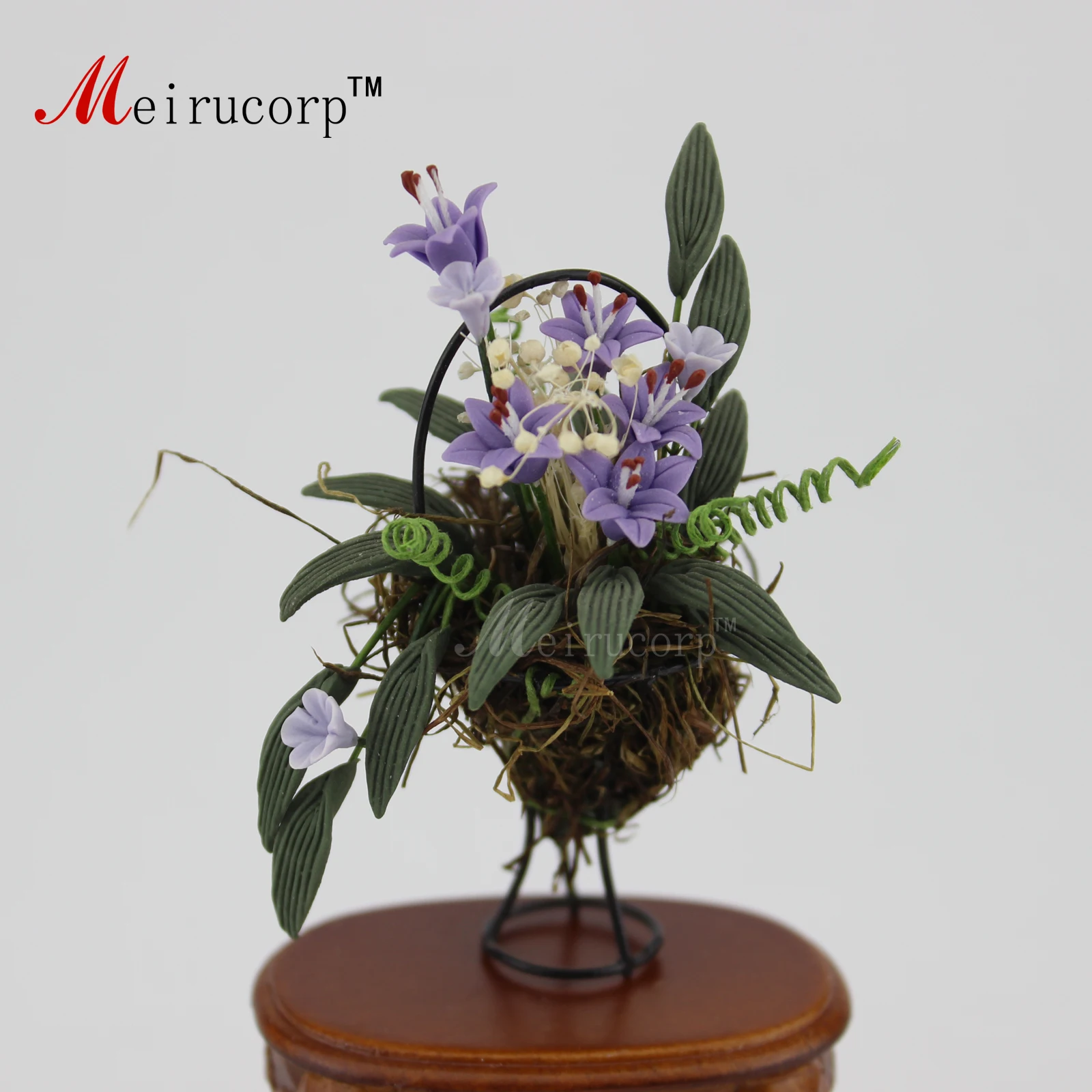 

Dollhouse 1:12 Scale Mini Model Purple flowers and Iron shelf 09890