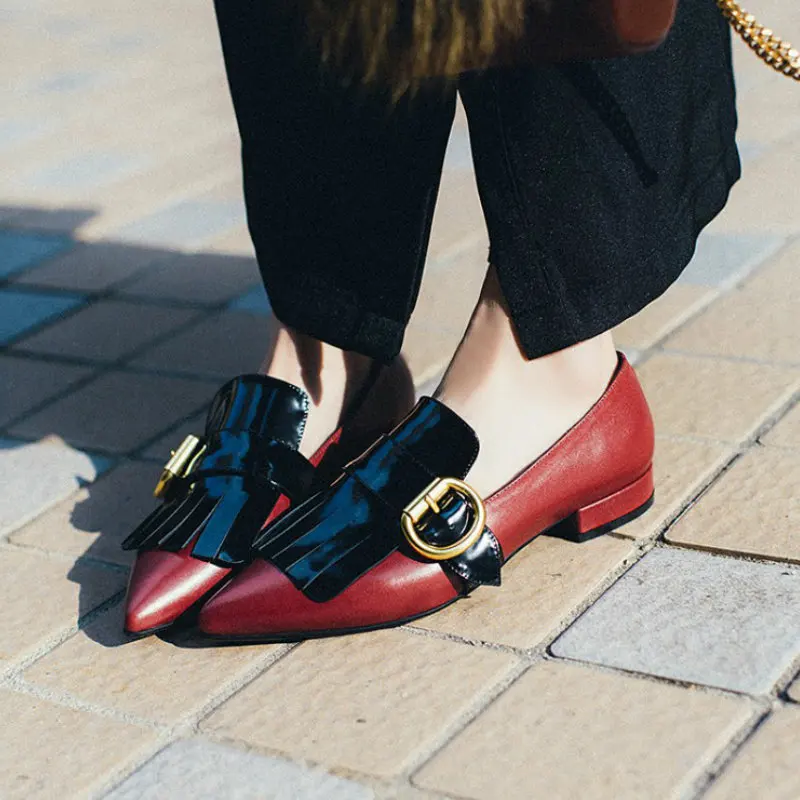 Бренд дизайн 2017 весна лето женщин натуральная кожа плоский каблук обувь одного