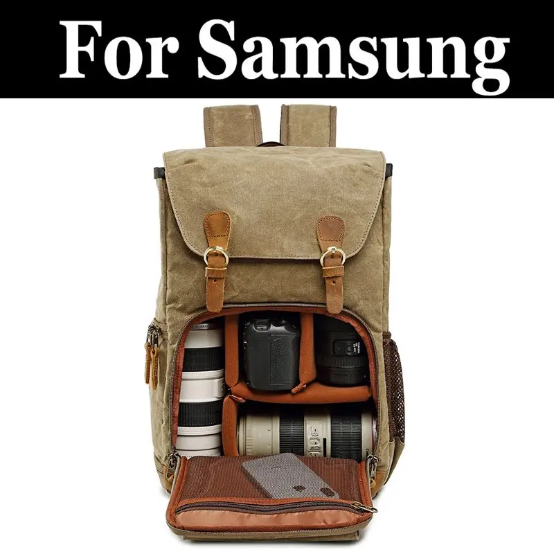 Водонепроницаемый холщовый рюкзак для камеры DSLR samsung TL205 TL210 TL240 TL350 TL500 WB50F WB700 WB750