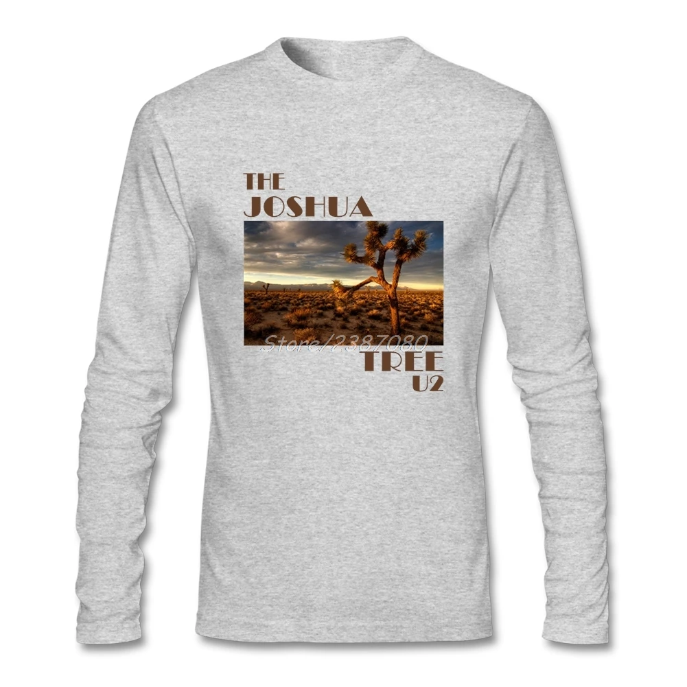 Футболка Joshua Tree U2 хлопковая Футболка с круглым вырезом на заказ с длинным рукавом размера плюс - Цвет: Серый