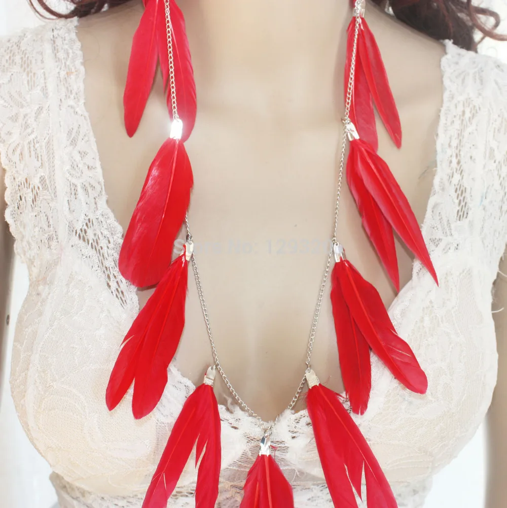 51b-4 Red Feather серьги Earlace 1 Шт. длина 60-63 см | Украшения и аксессуары
