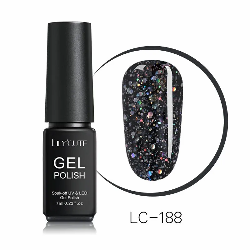 LC-188 LILYCUTE, 7 мл, блестящий УФ-Гель-лак, розовый, цветной, блестящий, долговечный, из натуральной смолы, замачивается, Гель-лак для ногтей, дизайн - Цвет: LC-188